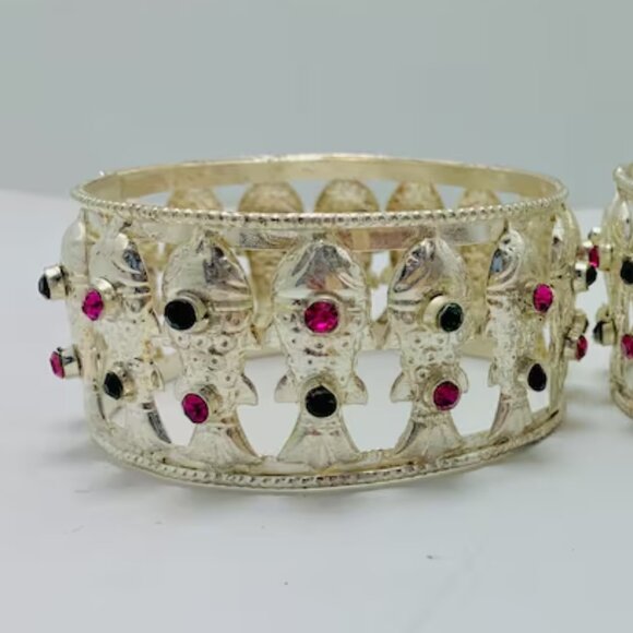 Single Retro Style Bracelet, Boho Handmade Silver Cuff, Tribal Silver Kuchi Cuff - Picture 1 of 7